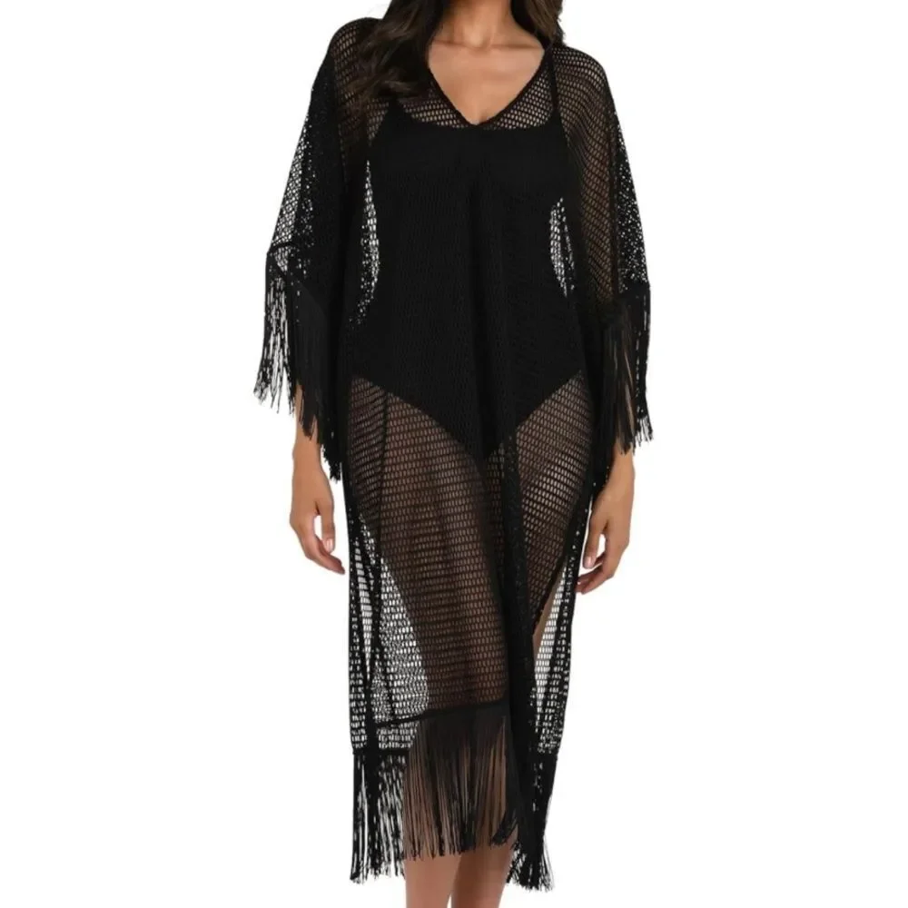 La Blanca Women's Standard Caftan Swimsuit Cover Up in Black